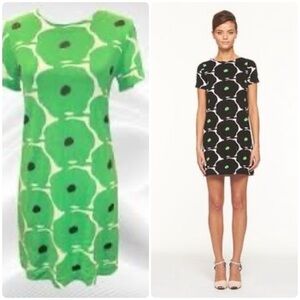 DIANE VON FURSTENERG Chioma Mod Floral Knit Dress Green White Poppy Short (D9)